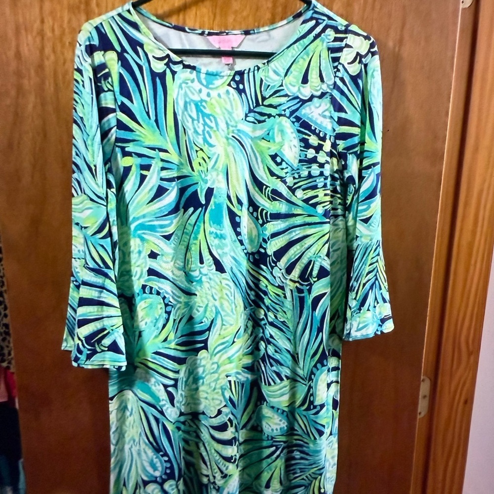 Lilly Pulitzer Green and Blue Tropical Mini Dress